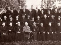 At the Seminary of Samogitian Priests, about 1894, seated in the middle of Bishop K. A. Baranauskas, second row, fifth from the right - J. Tumas