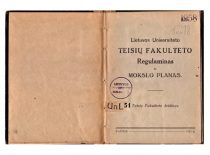 Regulations and Education Plan of the Faculty of Law of the University of Lithuania,1923.