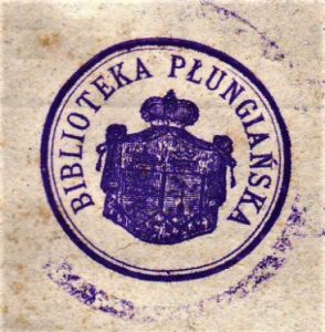 1st example. Plungė Manor Library stamp