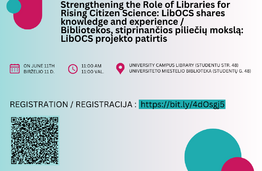 Invitation to the event “Strengthening the Role of Libraries for Rising Citizen Science: LibOCS shares knowledge and experience”