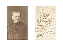 Aleksander Strauss and P. S. Piotrowicz ("Strauss &amp; P. Piotrowitsch"). Poet and priest Antanas Vienažindys upon arriving in Laižuva. 1876.