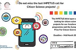 The final IMPETUS4CS open call for Citizen Science projects is now open